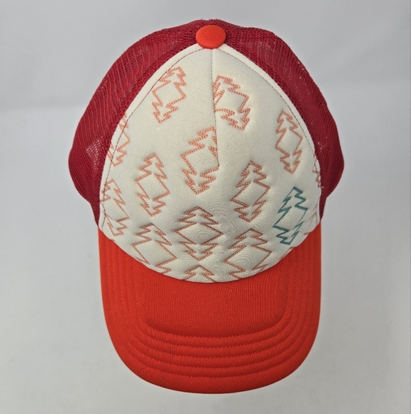 THE NORTH FACE RED MESH SNAPBACK TRUCKER HAT BASEBALL CAP OUTDOOR WOMEN OS TREES - Picture 2 of 11